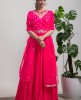 Dark Pink Anarkali gown in Dola Silk 