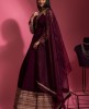 Wine Colour Georgette Gown With Embroidery