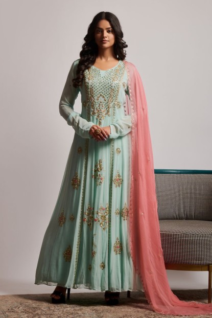 Sea Green Anarkali suit 