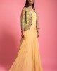 Cream & Pista Green Gown With Hand Embroidered Jacket