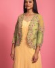 Cream & Pista Green Gown With Hand Embroidered Jacket