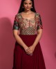Maroon Colour Drape Style Gown