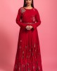 Maroon Colour Gown With Waist Belt