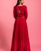 Maroon Colour Gown With Waist Belt