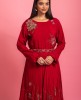 Maroon Colour Gown With Waist Belt