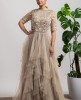 Beige color ruffle Gown 