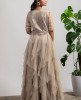 Beige color ruffle Gown 