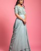 Green Colour Drape Style Gown