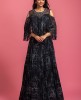 Black Digital Printed Poncho Style Gown