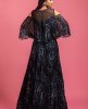 Black Digital Printed Poncho Style Gown