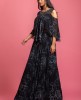 Black Digital Printed Poncho Style Gown