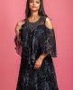 Black Digital Printed Poncho Style Gown