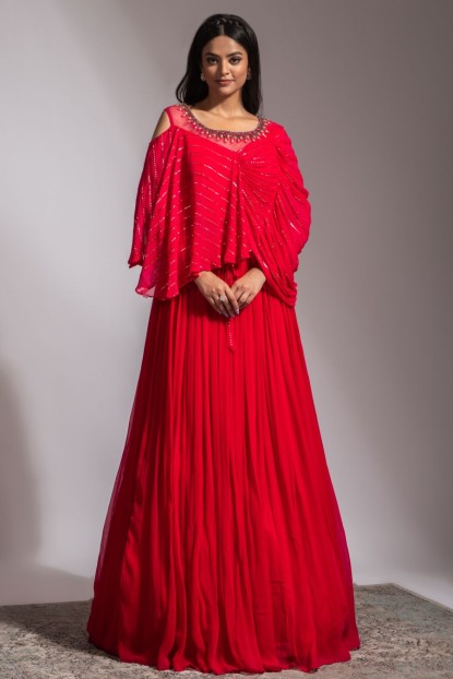 Rani Pink Poncho Style Gown