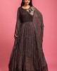 Dark Brown Digital Printed Gown