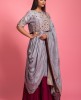 Grey & Wine Dola Silk Gown With Jacket & Banarasi Dupatta