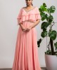 Unique Peach gown in Georgette 