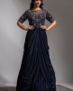 Blue Colur Drape Style Gown