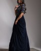 Blue Colur Drape Style Gown