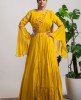 Mustard Drape style Gown with handwork