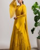 Mustard Drape style Gown with handwork