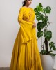 Mustard Drape style Gown with handwork