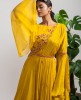Mustard Drape style Gown with handwork