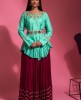 Green & Wine Kediya Style Indo Western Dress