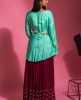 Green & Wine Kediya Style Indo Western Dress