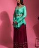Green & Wine Kediya Style Indo Western Dress