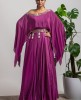 Wine colour Poncho in Dola Silk