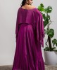 Wine colour Poncho in Dola Silk