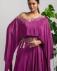 Wine colour Poncho in Dola Silk