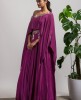 Wine colour Poncho in Dola Silk