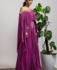 Wine colour Poncho in Dola Silk