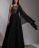 Black Designer Gown With Hand Embroidery