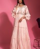 Peach Color Indo Western Gown With Dupatta