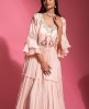 Peach Color Indo Western Gown With Dupatta