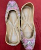 Light Pink Zardosi work Pure Leather Jutti