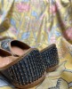 Dark Grey hand work Jutti in Pure Leather
