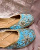 Light Blue color Zardosi work Pure Leather Jutti