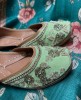 Pista Green color Zardosi work Pure Leather Jutti