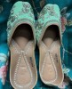 Pista Green color Zardosi work Pure Leather Jutti