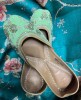 Pista Green color Zardosi work Pure Leather Jutti