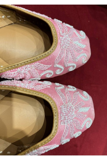 Light Pink Moti work Pure Leather Jutti