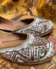 White color Jutti in hand-crafted Thread & Tari work
