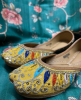 Yellow Embroidery work Pure Leather jutti