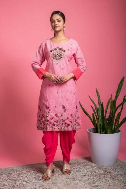 Ballet Slipper Pink Kurti with Dhoti Pants