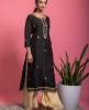 Dark Brown simple Kurti & Pant with Gotta Patti work