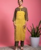Yellow simple Kurti with Mehndi Brown Pants.