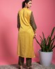 Yellow simple Kurti with Mehndi Brown Pants.